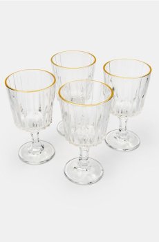 Набір рифлених келихів із золотою окантовкою, 4 шт. - clear