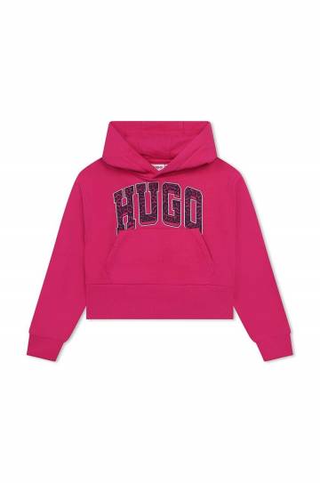 Детская кофта HUGO цвет розовый с капюшоном с принтом G00211 Детская кофта HUGO цвет розовый с капюшоном с принтом G00211