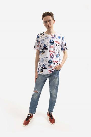 Хлопковая футболка Alpha Industries x NASA цвет белый узорная 116503.09-white Хлопковая футболка Alpha Industries x NASA цвет белый узорная 116503.09-white