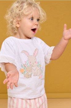 Бавовняна футболка з мотивом зайця - білий