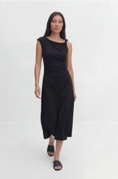 Reserved - Сукня міді з драпуванням - чорний - 698HS-99X