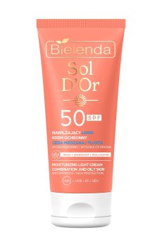 Солнцезащитный легкий крем для лица Bielenda Sol DOr Moisturizing Light Cream, SPF 50, для комбинированной и жирной кожи, 50 мл