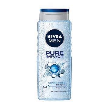 Гель для душа NIVEA MEN Pure Impact 3 в 1, мужской, 500 мл Гель для душа NIVEA MEN Pure Impact 3 в 1, мужской, 500 мл