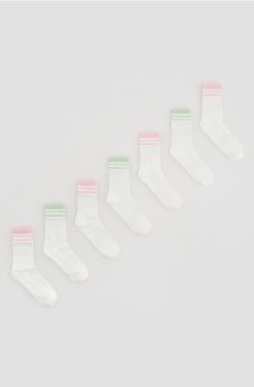 Reserved - Шкарпетки з високим вмістом бавовни, 7 пари - кремовий - 9267W-01X