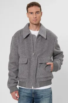 Мужская серая шерстяная рубашка-пальто с узором Серый 50 BOSS 50550739;041