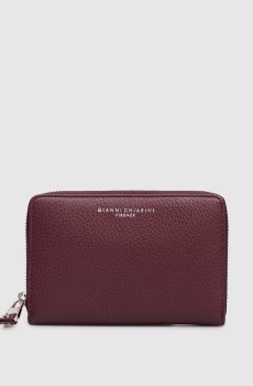 Бордовый кожаный кошелек с принтом логотипа