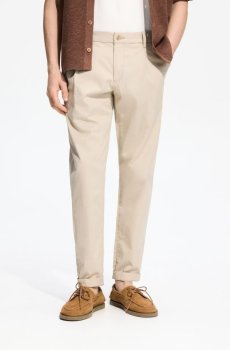Reserved - Штани-чиноси carrot fit - бежевий - 636JO-08X