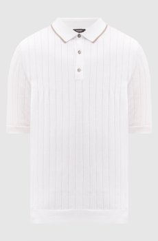 Белое поло в рубчик из хлопка