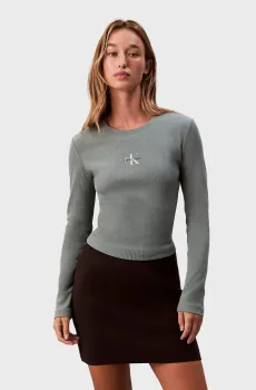Женский оливковый лонгслив MONOLOGO Оливковый L Calvin Klein Jeans LV047A803G
