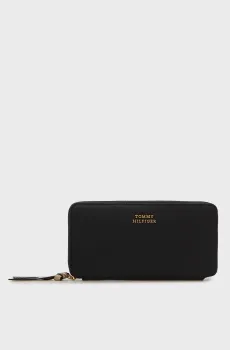 Женский черный кожаный кошелек LRG ZA WALLET Черный ONESIZE Tommy Hilfiger AW0AW18941