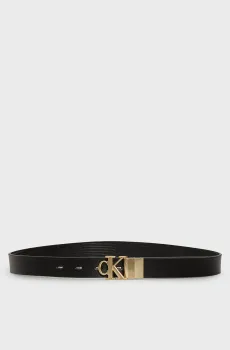 Женский черный кожаный двусторонний ремень MONOGRAM BUCKLE 25MM Черный 85 Calvin Klein LV04F7040G