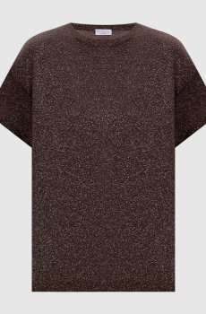 Коричневый топ с кашемиром и шелком с люрексом