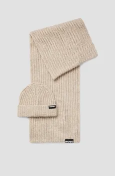 Мужской набор аксессуаров (шапка, шарф) Бежевый ONESIZE HUGO 50501504;275