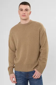 Мужской бежевый шерстяной джемпер Бежевый S BOSS 50550001;252