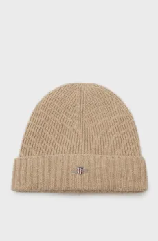 Мужская бежевая шерстяная шапка UNISEX. SHIELD WOOL BEANIE Бежевый ONESIZE Gant 9910023