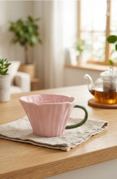 Керамічна чашка з квітковим мотивом - рожевий