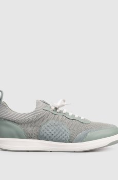 Зеленые комбинированные кроссовки с монограммой нашивки