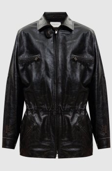 Черная кожаная куртка с винтажным эффектом