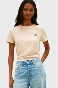Женская бежевая футболка WAVY Бежевый XS Tommy Jeans DW0DW22274