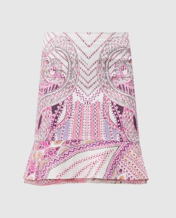 Белая юбка в принт с оборкой