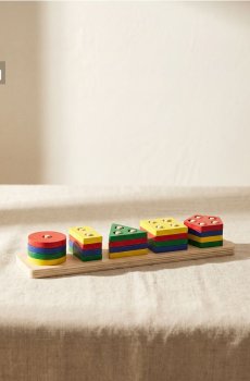 Деревяні навчальні кубики у вигляді колон 20 pack - різнобарвний