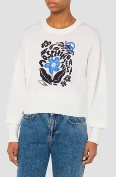 Женский белый шерстяной джемпер Белый XS Moschino A0911.8203;1002