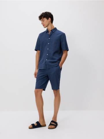 Reserved - Регулярні шорти з домішкою льону - темно-синій - 8098H-95X