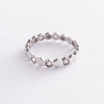 Серебряное кольцо "Грани" с фианитами 112581 Серебряное кольцо "Грани" с фианитами 112581