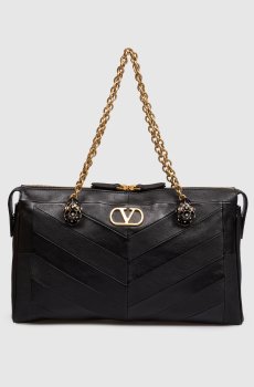 Черная кожаная сумка Panthea с кристаллами Swarovski