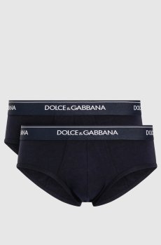 Набор синих трусов-брифов с узором логотипа