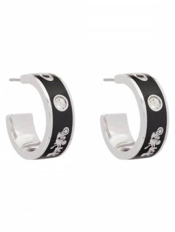 Coach Сережки Enamel Horse & Carriage Hoop Earrings 37479036RHO003 Чорний Coach Сережки Enamel Horse & Carriage Hoop Earrings 37479036RHO003 Чорний