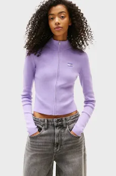 Женская сиреневая спортивная кофта TJW ZIP HIGH NECK Сиреневый S Tommy Jeans DW0DW20967