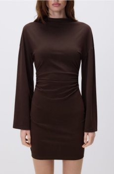 Reserved - Сукня зі збірками - темно коричневий - 663HS-89X