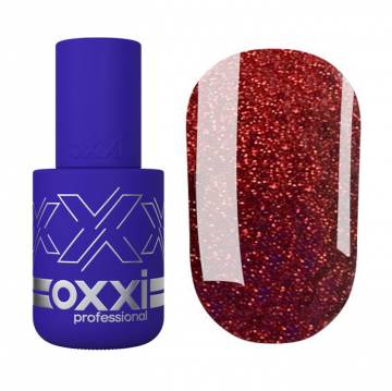 Гель-лак для ногтей Oxxi Professional 354 Винное бордо с красными блестками, 10 мл