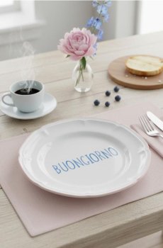 Керамічна тарілка з написом Buongiorno - пастельний рожевий