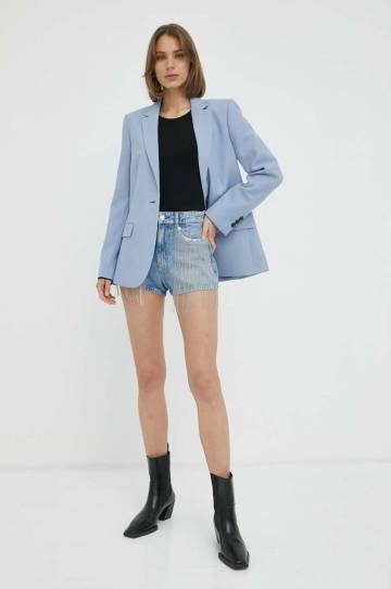 Джинсовые шорты Guess женские с аппликацией высокая посадка Джинсовые шорты Guess женские с аппликацией высокая посадка