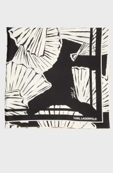 Женский черный шелковый платок с узором SIGNATURE Черный ONESIZE Karl Lagerfeld B1W33023