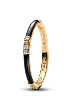 Каблучка з чорною емаллю та камінням Pandora ME