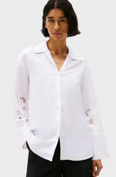 Женская белая льняная рубашка BRODERIE ANGLAISE Белый S Tommy Hilfiger WW0WW45940