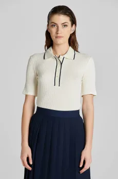 Женское белое поло LIGHTWEIGHT RIBBED SS POLO Белый XL Gant 4200823