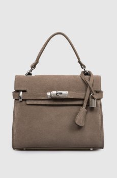 Коричневая замшевая сумка-сетчел SUEDE