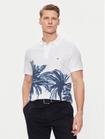 Tommy Hilfiger Поло Palm Print MW0MW34758 Білий Regular Fit