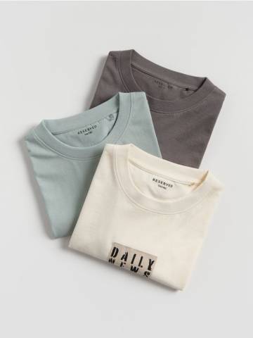 Reserved - Бавовняна футболка, набір з 3 - блідо-блакитний - 056FH-05X