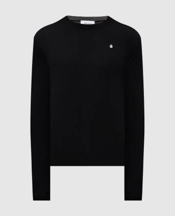 Черный джемпер из шерсти с вышивкой логотипа эмблемы