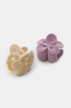 Шпильки-краби для волосся з квітковим мотивом і велюровим покриттям 2 pack - різнобарвний
