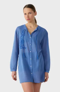 Женская синяя ночная рубашка в полоску ISAK Синий S Etam 6550935