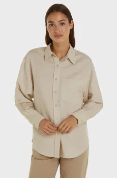 Женская бежевая рубашка LINEN BLEND RELAXED Бежевый 40 Calvin Klein K20K206694