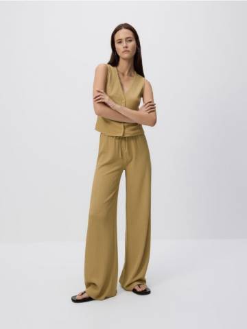 Reserved - Штани з текстурованої тканини - світло-оливковий - 597GA-81X