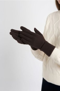 Рукавички - темно коричневий