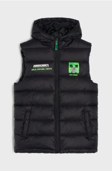 Квітований пuffer жилет з капюшоном Minecraft - чорний